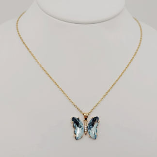 Glass Butterfly Necklace: Aqua