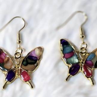 Colored Stone Butterfly Earrings