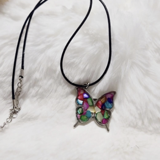 Colored Stone Butterfly Necklace