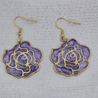 Rose Dangle Earrings - Purple