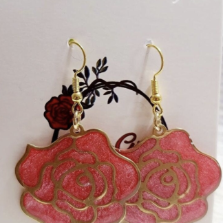 Rose Dangle Earrings - Red