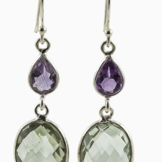 Green Amethyst Sterling Silver Dangle Earrings